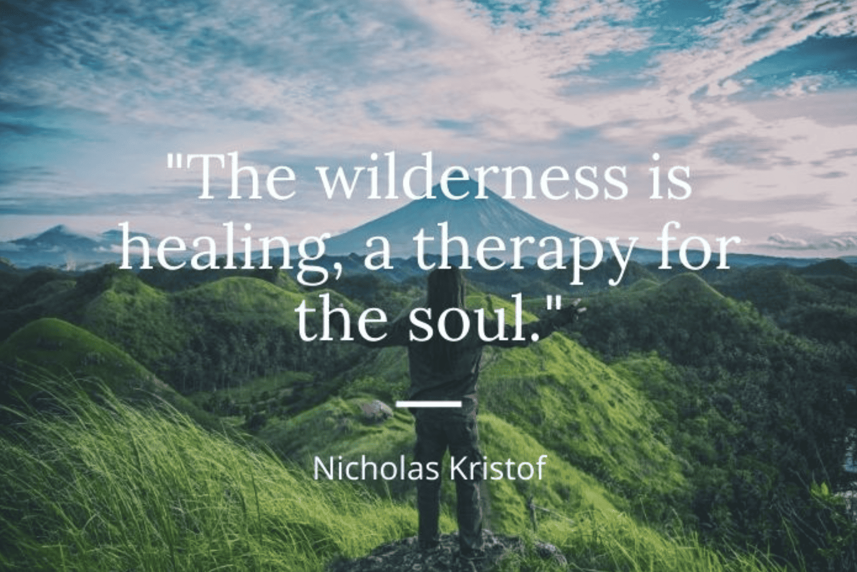 The wilderness is healing, a therapy for the soul.” Image of a drug counselor spending time in nature to recharge and fuel his counselor wellness