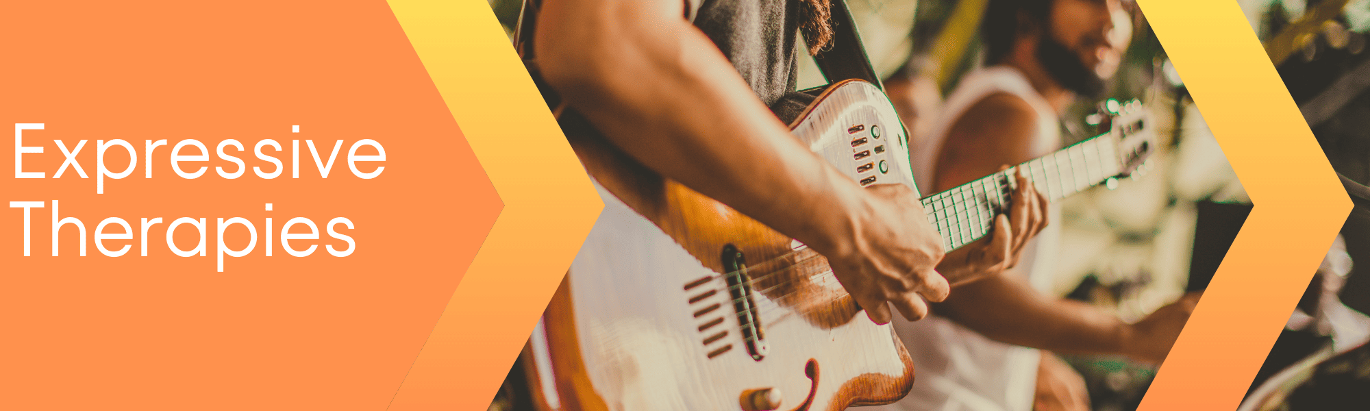 Expressive terapies Image of a person playing a guitar which represents expressive therapies in addiction counseling training.