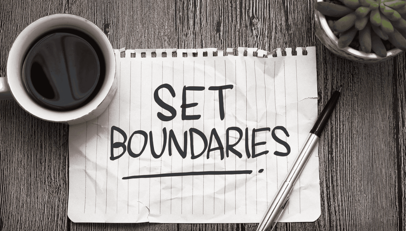 ethical boudary violations 2 Image of a workspace with a reminder to set boundaries to avoid any ethical boundary violations in substance use counseling.