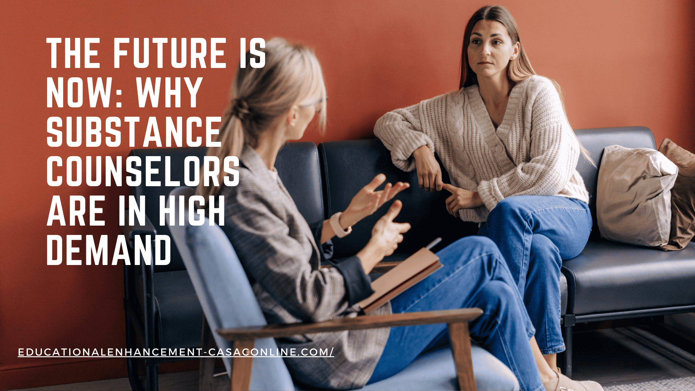 Blog banner shows a women in a substance use counseling session.