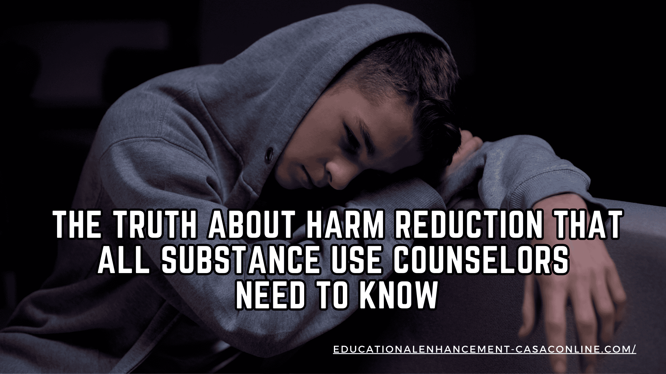 Image of a boy nodded out during a drug counseling session so his counselor is trying to denk harm reduction myths