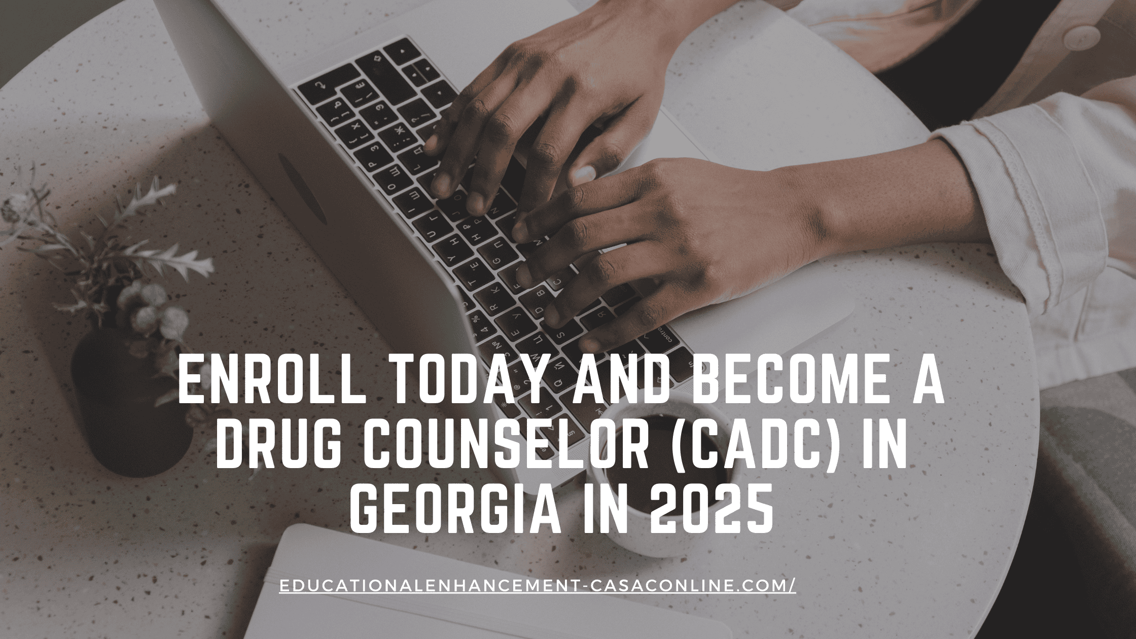 Image shows a man working online n his self paced CADC training as he strives towards becoming a drug counselor in Georgia i