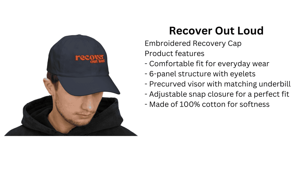 image of a black Recover Out Loud Embroidered Recovery Cap