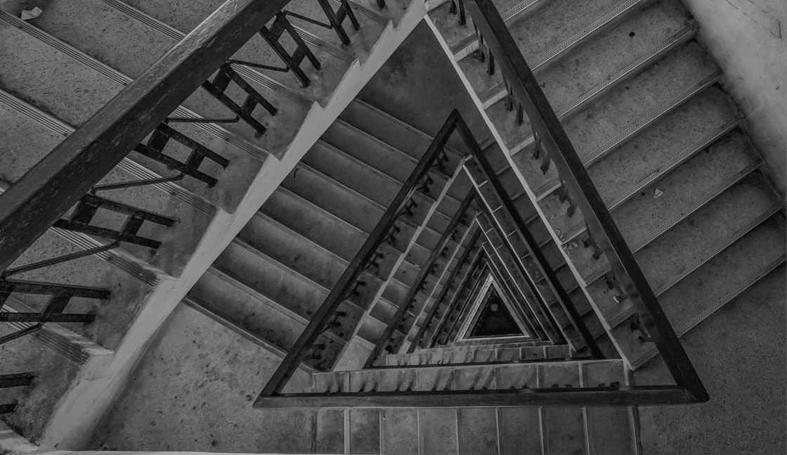 A stairway makes the triangle which represents the 12 steps of alcoholics anonymous